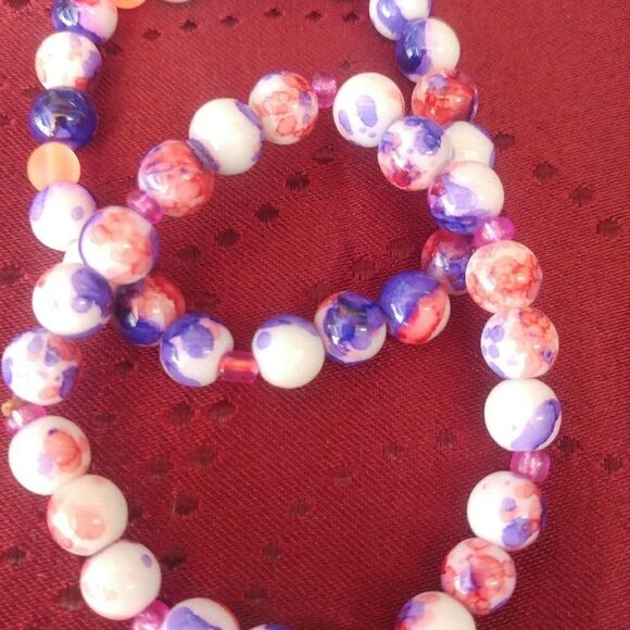 Marble galaxy beaded glass bracelet - Picture 1 of 3